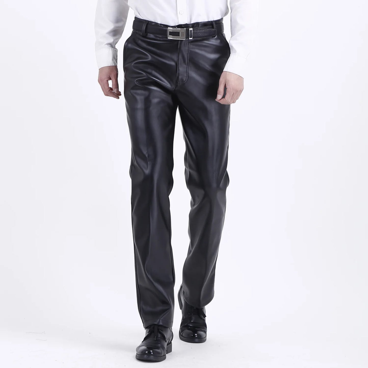 New winter motorcycle pants simple warm large pockets thickened PU leather pants men's windproof  pantalones de cuero 가죽바지  남성바지