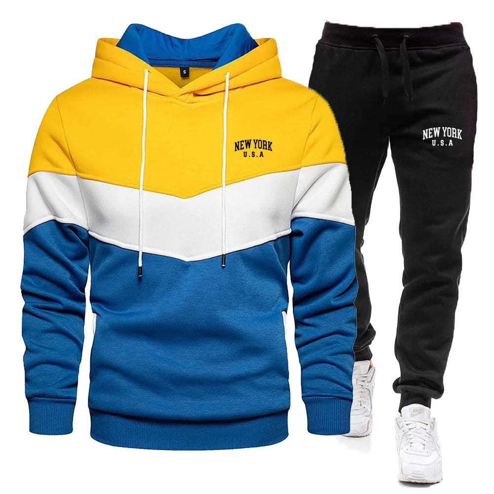 2024 New Men's Autumn/Winter Set New York City Hoodie Pants Casual Sportswear Men's Sportswear Brand Clothing