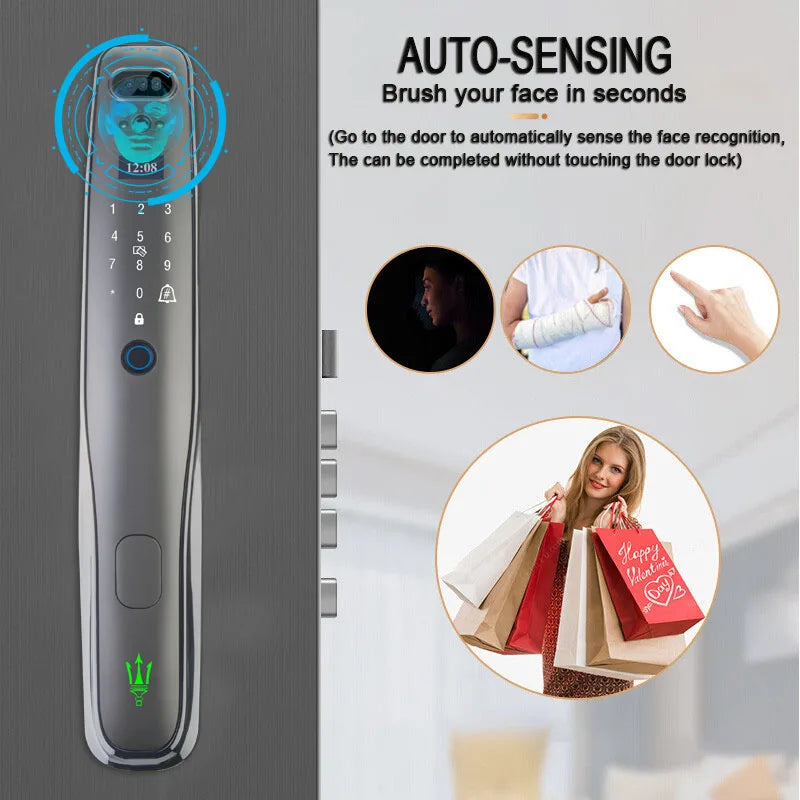 Waterproof 3D face recognition Tuya Wifi facial Electronic lock Smart Door Lock Password Camera Electronic Lock For Home