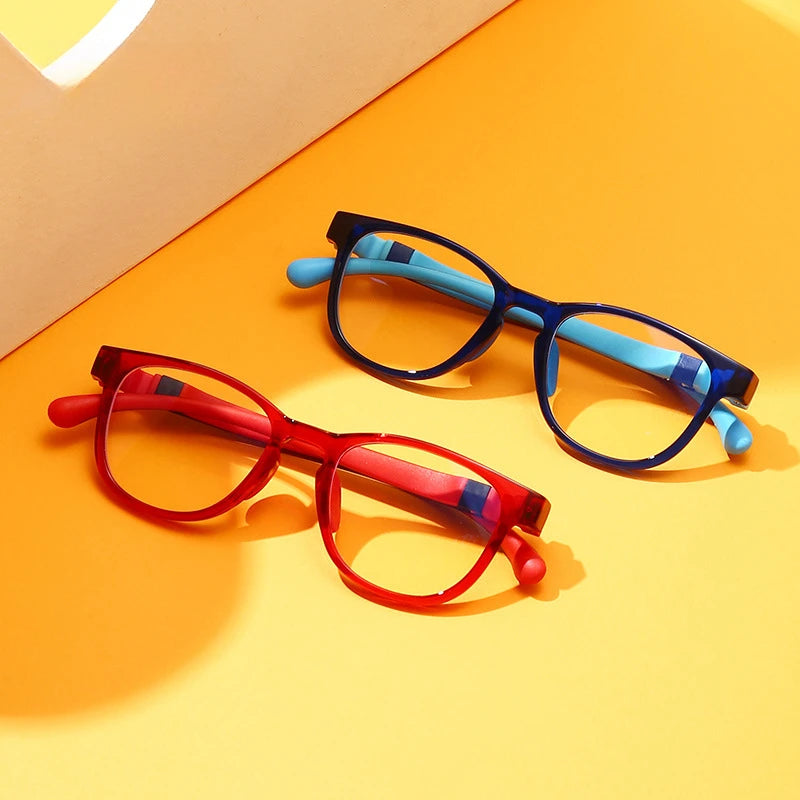 Anti Blue Light Kids Glasses Square Children Boy Girls Computer Optical Frame Reflective Blocking Eyeglasses Filter TR90 Frame