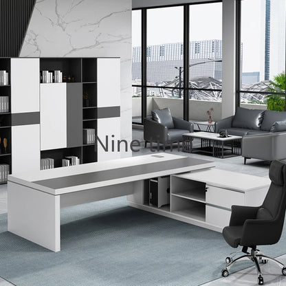 White L Shaped Office Desks Ergonomic Mini Mid Century Modern Computer Art Desks Floor Bedroom Bureau Meuble Theater Furniture