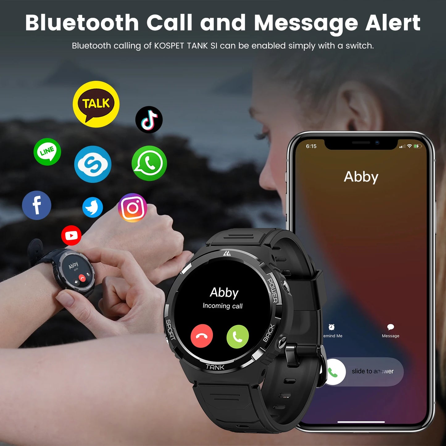 2024 KOSPET TANK S1 Smartwatch Women AMOLED AOD 5ATM Waterproof Smartwatches Bluetooth Call Fitness Tracker Ultra Smart Watch