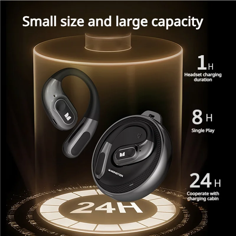 Monster AC330 Bluetooth 5.4 Wireless Earphones with Mic Waterproof IPX5 Long Battery Life 8H Playtime Noise Reduction Earbuds