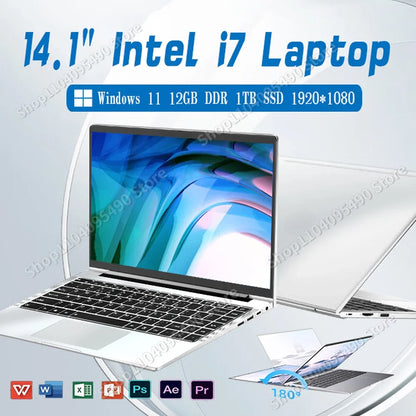 Ultra Slim Laptop 14.1" Intel Core i7-7500U Windows 11 Laptop Computer 16GB RAM 1TB/2TB SSD 1920*1080 Notebook Computer Portable