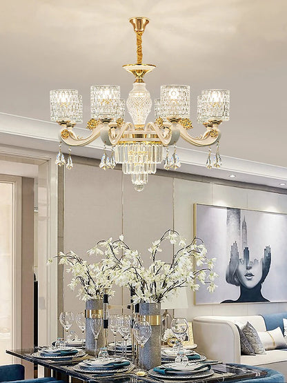 European Style Living Room Ceiling Chandelier Light Luxury Atmospheric Crystal Pendant Lamp Whole House Package Home Decor Lustr