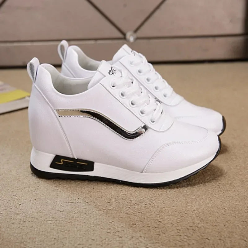 Inside Elevated Height Women's Shoes Korean Style White Shoes Autumn New Wedges Casual Sneakers Women Zapatos De Mujer 2024