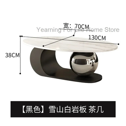 Nordic Retractable Coffee Table Living Room Home Design Rock Plate Luxury Minimalist Oval Side Table Room Decor Furniture