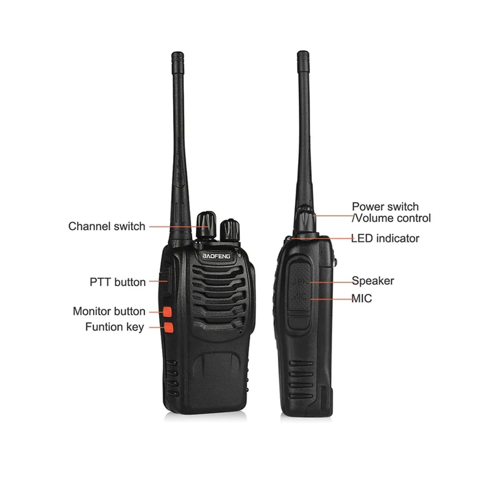 6pcs or 3pairs BaoFeng Walkie-Talkie 888S UHF 400-470MHz Channel Portable Two Way Radio 16Channels 5W long distance walkie-talki