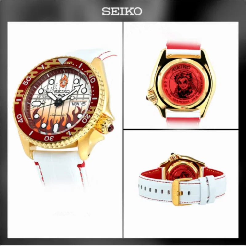 Original Seiko 5 Automatic Mechanical Anime Characters Watch Men Sports 10 Bar Waterproof Women Watch Week Display Calendar