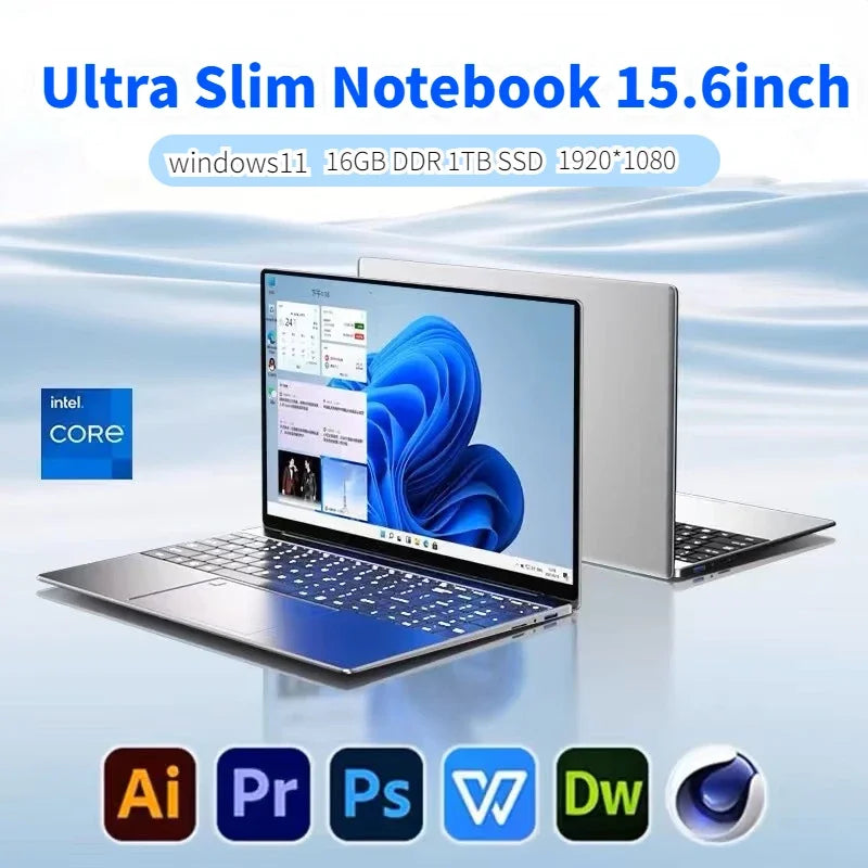 Ultra-thin i7 Laptop 15.6 Inch Intel Core i7-7500U Notebook Windows11 16GB RAM 1TB 2TB SSD 1920x1080 With Original Keyboard