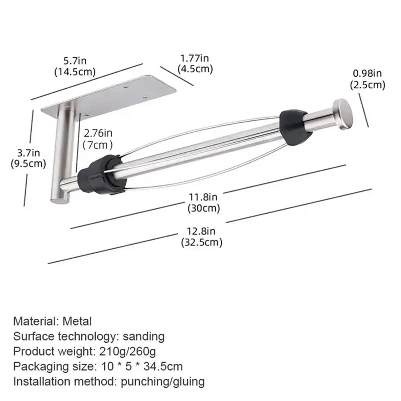 Stainless Steel Paper Towel Holder Punch-free Bathroom Toilet Paper Holder Storage Rack Kitchen Organizer Adhesive Wall Mount