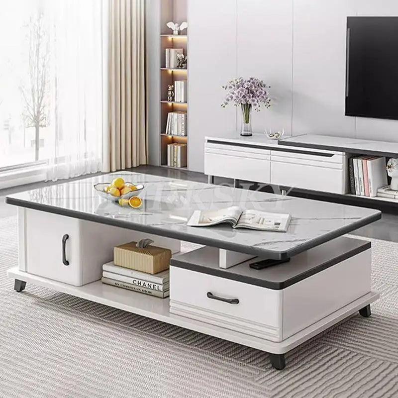 Coffee table living room home light luxury modern simple coffee table TV cabinet combination apartment tempered Glass table