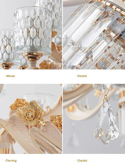 European Style Living Room Ceiling Chandelier Light Luxury Atmospheric Crystal Pendant Lamp Whole House Package Home Decor Lustr