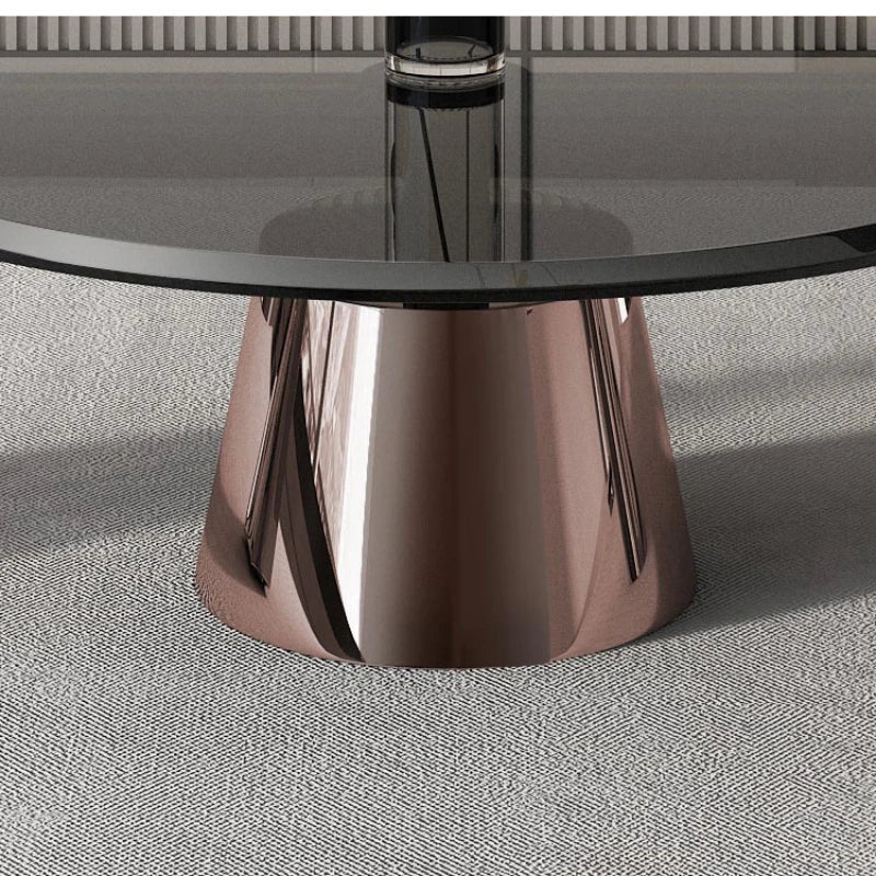 Light Luxury Round Tempered Glass Coffee Tables Home Small Apartment Rose Gold Corner Table Designer Living Room Side Table