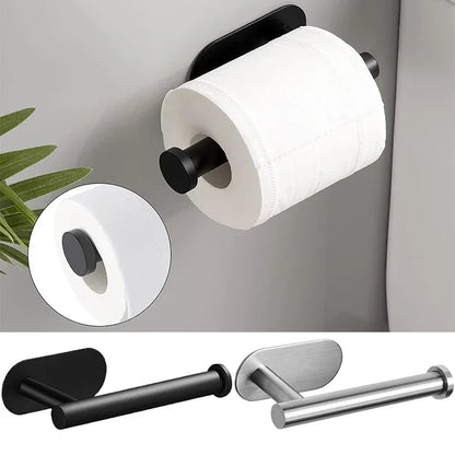 No Punching Wall Mounted Toilet Paper Holder Rustproof Anticorrosion Stainless Steel Bathroom Kitchen Toilet Paper Roll Holder