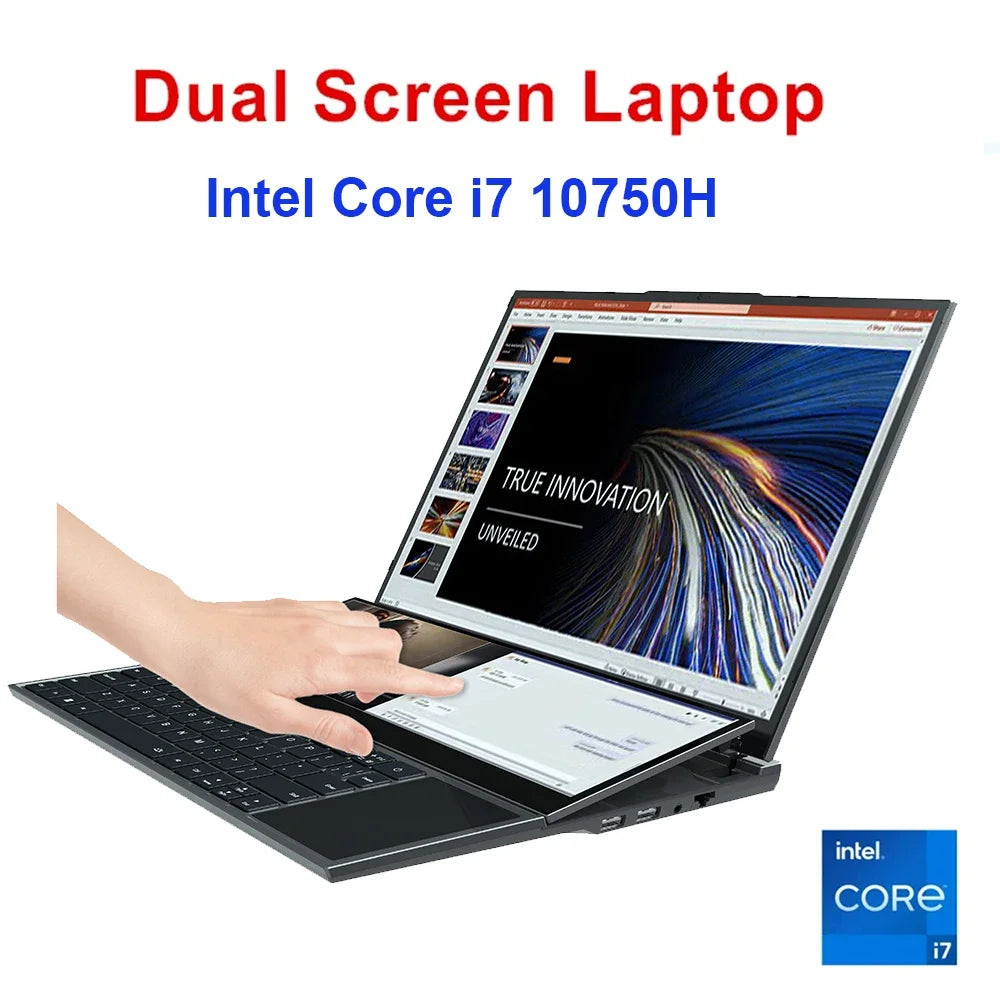 16 Inch  Core i7 10750H Gaming Laptop Dual Screen 2K LCD + 14 Inch Touch Screen 64GB RAM MAX Laptop Gaming Notebook