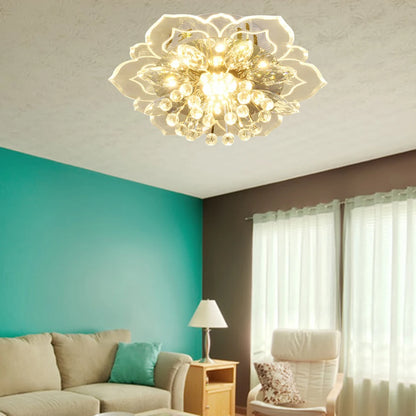 Flower Designed 9w LED Crystal Ceiling Hanging Chandelier Decor Lighting Lamp