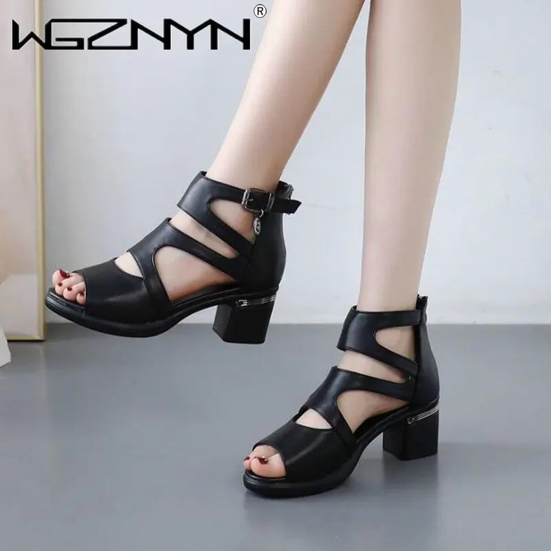 2023 NEW Comfortable Fashion Shoes Women Sandals High Heels Summer Sweet Fashion Wedding Shoes White and Black Handmade Sandals