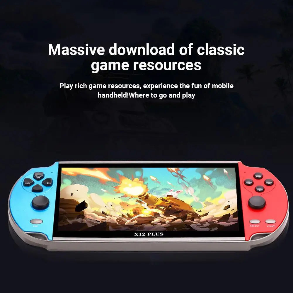 X12 PLUS Handheld Game Console 7.1 inch HD Screen Portable Retro Video Gaming Player Built-in 10000+ Classic Games