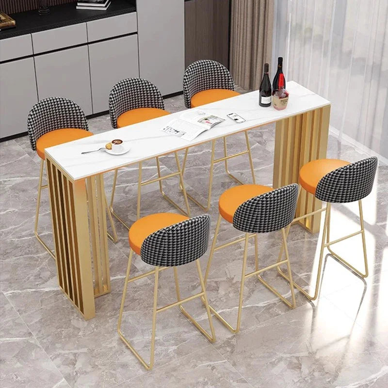 Minimalist White Bar Table Design Narrow Square Modern Industrial Bar Dining Table Marble Mueble De Cocina Living Room Furniture