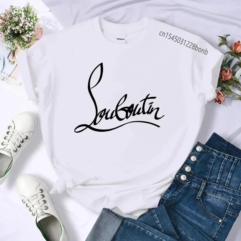 2024 Korean Kpop Love Rushed Fashion Clothing Women Lady Female One Shoulder Crop Tops T-shirt Summer Pure  Loose Clothes