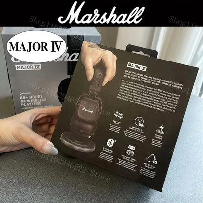 Marshall Major IV 4 Wireless Bluetooth Headphones with Deep Bass Foldable Pop Rock Retro Music Microphone Headset