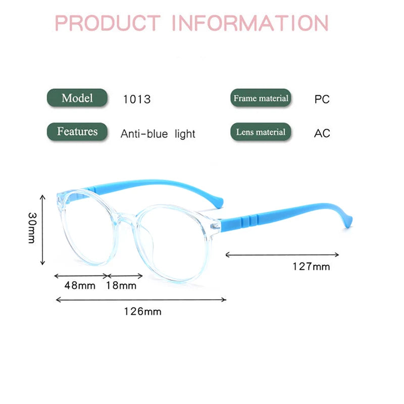 Blue Light Blocking Glasses for Kids Computer Glasses Silicone Frame Clear Lens Girl Boy Video Gaming Children Safety Eyewear