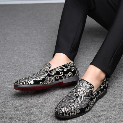 Designer Men's Dress Shoes Luxury Embroidery Men Loafers Italian Brand Wedding Shoes Fashion Party Shoes for Men Oxford Shoe New