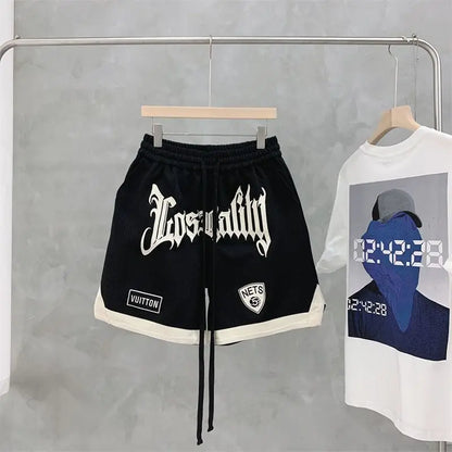 American Basketball Shorts Men Summer Training Sports Shorts Hip Hop Trend Embroidered Loose Pants Couple Casual Hip Hop Shorts