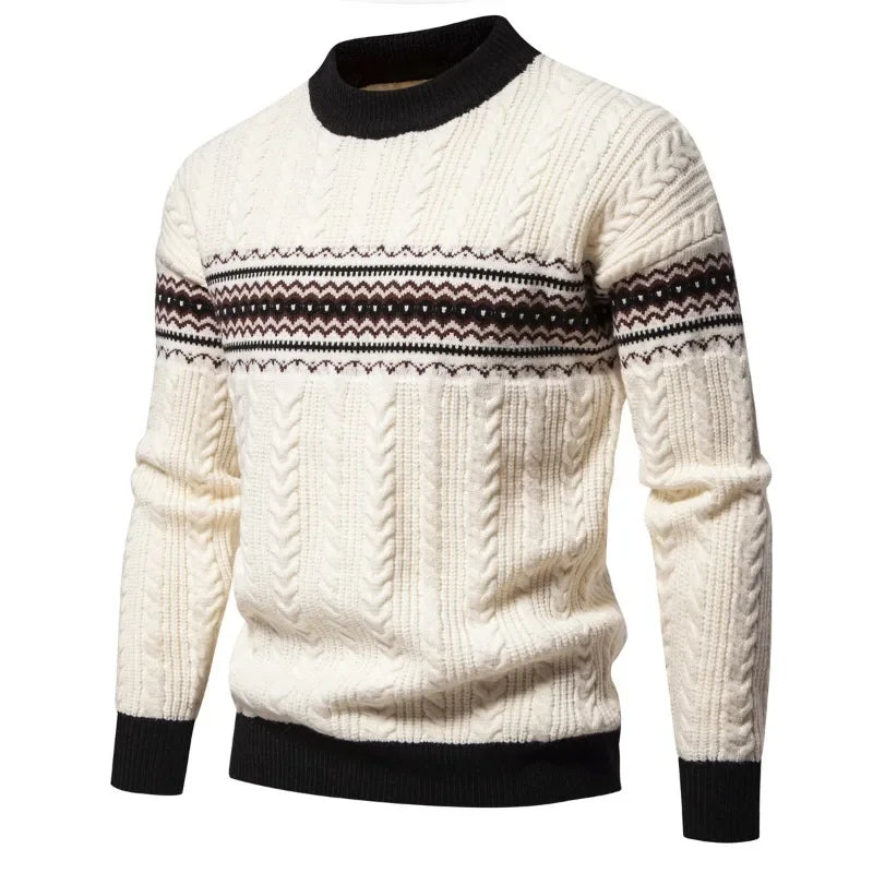 Autumn and Winter New Warm Sweaters Men's Knitted Thick Sweater Round Neck Fashionable Casual Pullover Harajuku Sweater