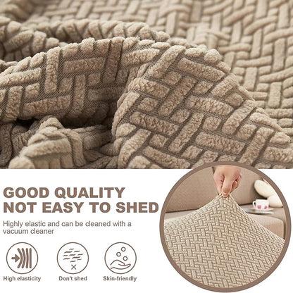 Jacquard Sofa Cushion Slipcover Protector Solid Color  Stretch Removable Sofa Seat Covers for Bedroom Office Living Room Home