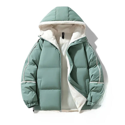 Winter New Men's Hooded Cotton Coat Trendy Loose-Fit Puffer Jacket Thickened Warm Down Cotton-Padded Jacket Casual Scene