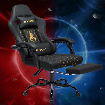 Symino Gaming Chair in Racing Style, Office Chair with Footrest &Adjustable Armrests, 200 kg Load Capacity