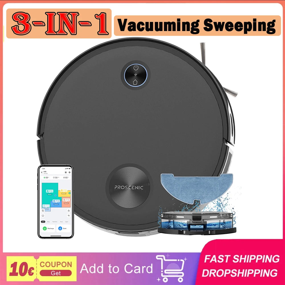 Proscenic V10 Home Robot Vacuum Cleaner 3 In 1 Vacuuming Sweeping and Mopping 3000pa System LDS Navigation APP Home Appliance