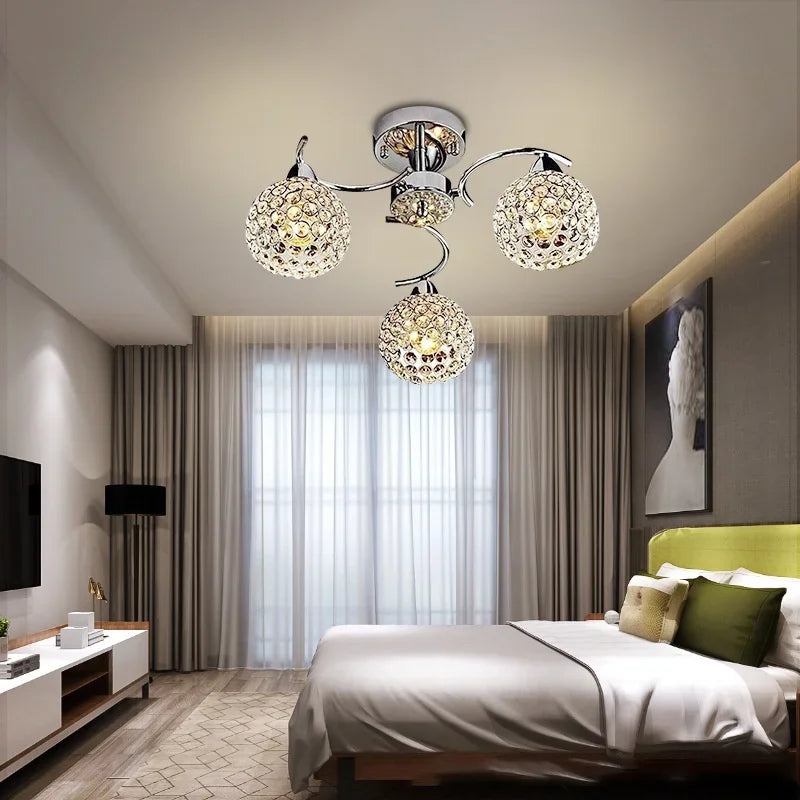 3 Heads Crystal Chandelier Luxury LED Living Room Chandeliers E14 Bulb Led Lustre Lights