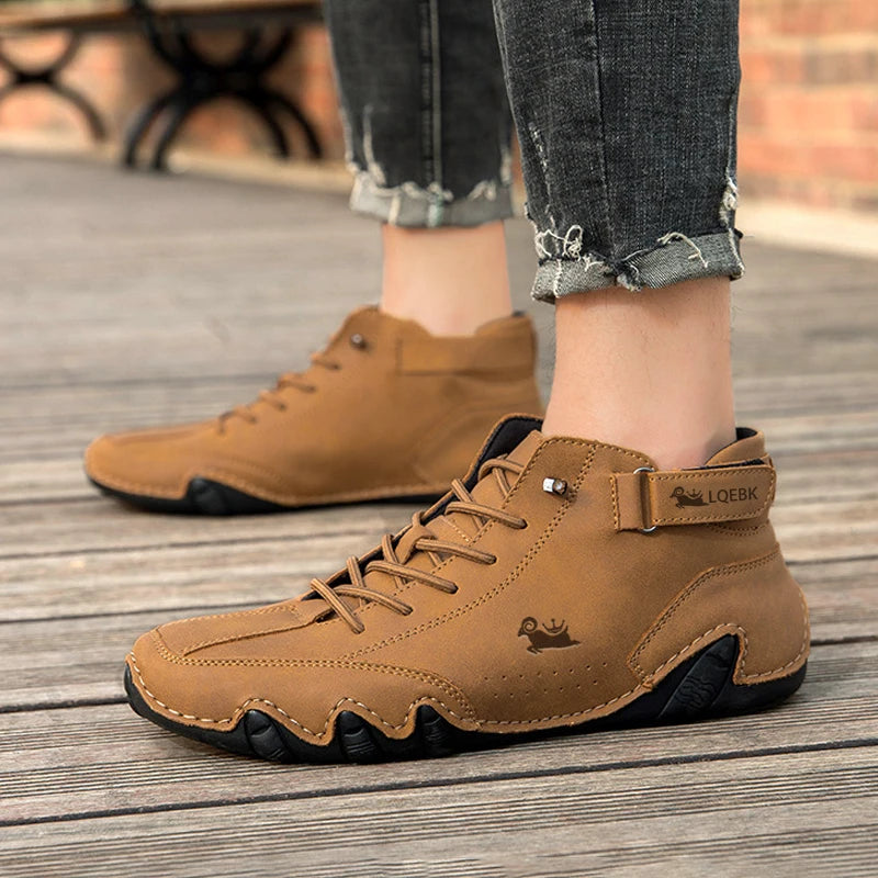 Leather Shoes for Men Casual Sneakers 2023 Waterproof Motorcycle Ankle Boots Italian Brand Men Shoes Luxury High Quality Loafers