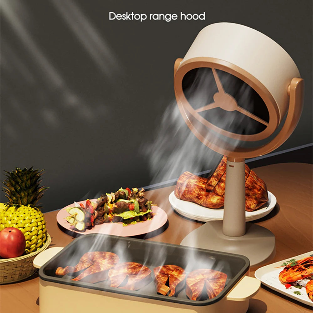 Desktop Range Hood Extractor Exhaust Portable USB Charging Mini Range Hood Adjustable Angle for BBQ Hot Pot Kitchen Appliance