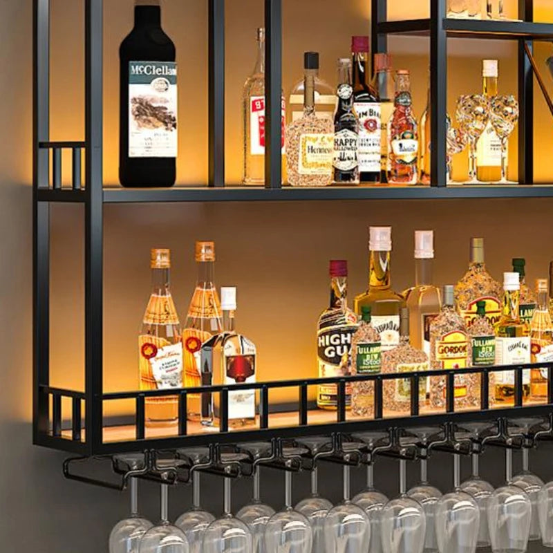 Coffee Bar Liquor Cabinet Buffet Kitchen Bottle Storage Metal Wall Wine Cellar Cabinets Display Mini Adega Barzinho Industrial