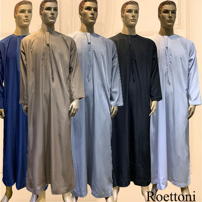 Long Sleeve Aman Abaya 1Piece Jubba Thobe For Men Kaftan Pakistan Muslim Saudi Arabia Djellaba Islam Clothing Prayer Robe Afghan