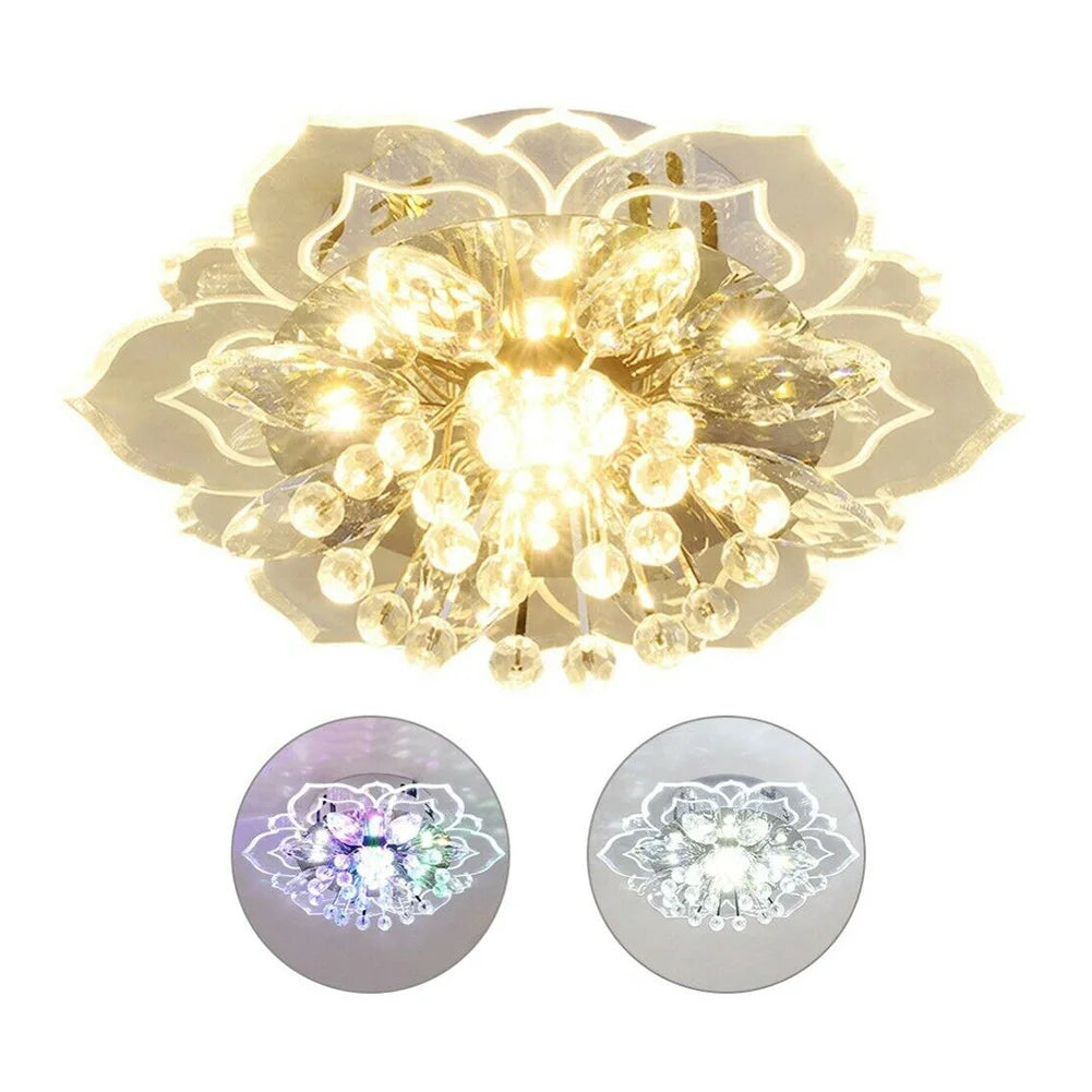 Creative LED Crystal Flower Chandelier Bedroom Interior Hallway Living Room Lighting Bedroom Kitchen Decoration