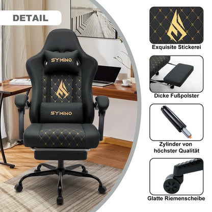 Symino Gaming Chair in Racing Style, Office Chair with Footrest &Adjustable Armrests, 200 kg Load Capacity