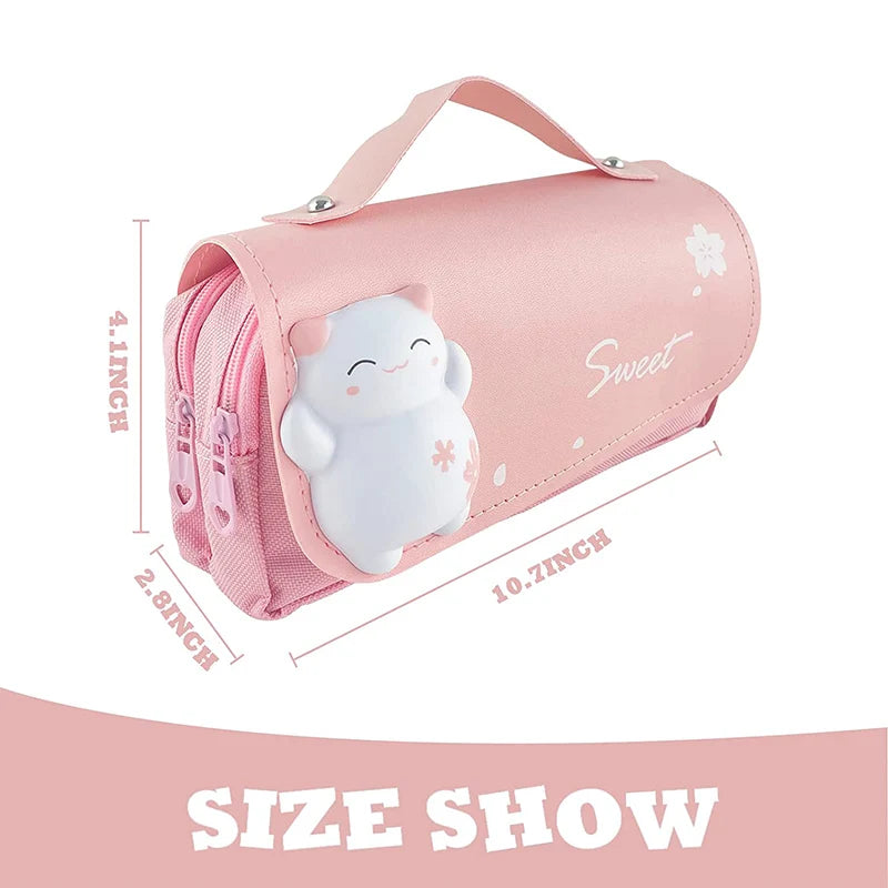 3D Kawaii Pencil Case Girls Decompression Pen Pouch Cute Waterproof School Supplies Aesthetic Organizer Box  Korean Stationery