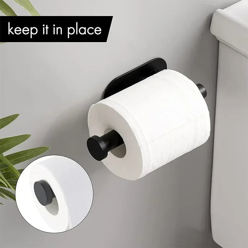 No Punching Wall Mounted Toilet Paper Holder Rustproof Anticorrosion Stainless Steel Bathroom Kitchen Toilet Paper Roll Holder