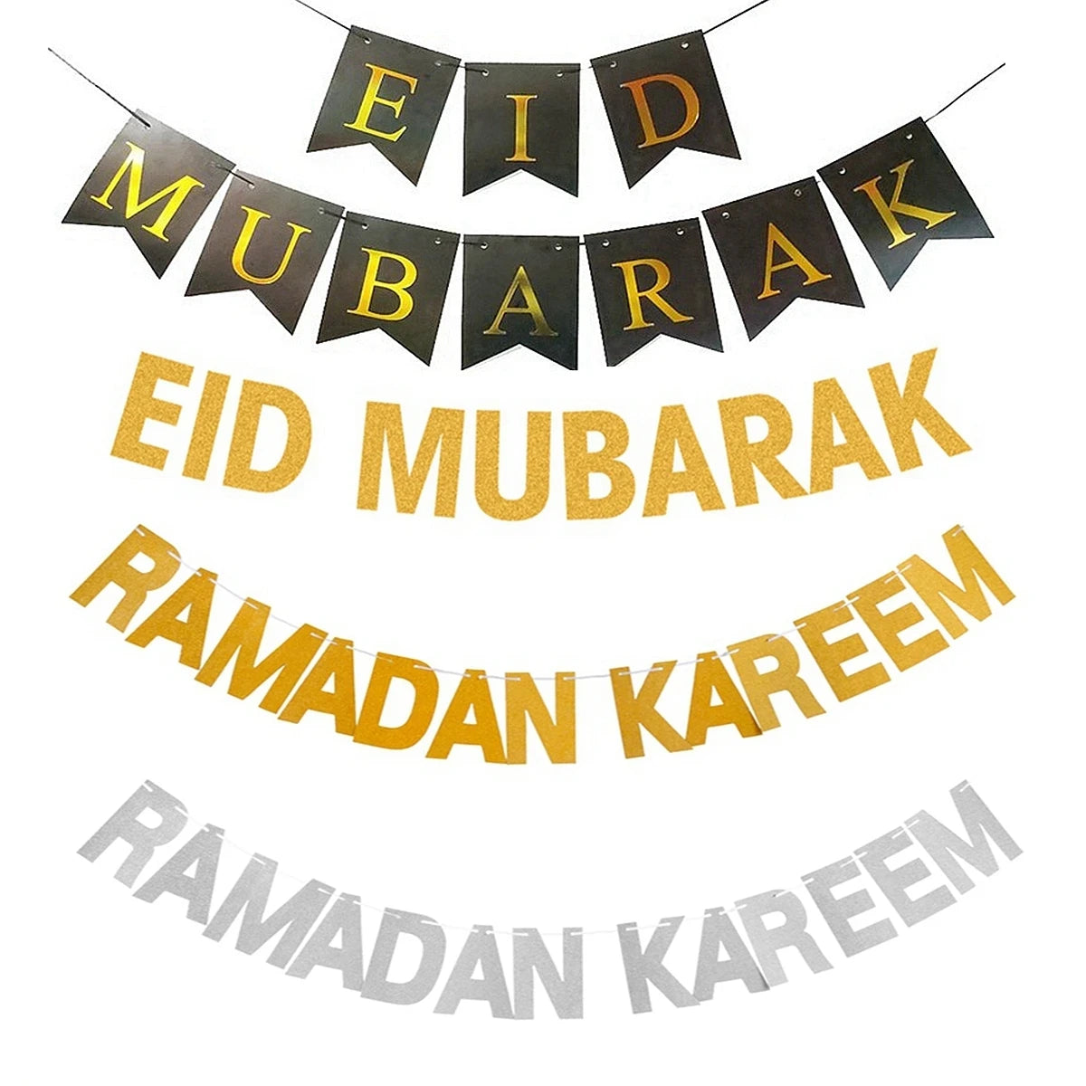 EID Mubarak Banner Ramadan Kareem Banner Party Decorations Supplies Star Moon Hanging Ornament Umrah Mubarak Decoration for Home