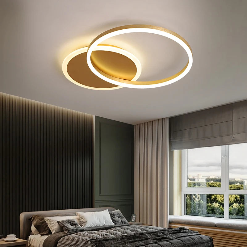 Round Living Room Led Chandeliers Luxury Bedroom Full Of Stars Gold Chandelier Simple Modern Atmosphere Flush Mount Ceiling Lamp