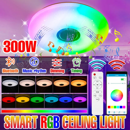 Smart LED RGB Ceiling Light  Remote APP Control Bluetooth Speaker Music Light Living Room Modern Chandeliers For Home Decoration