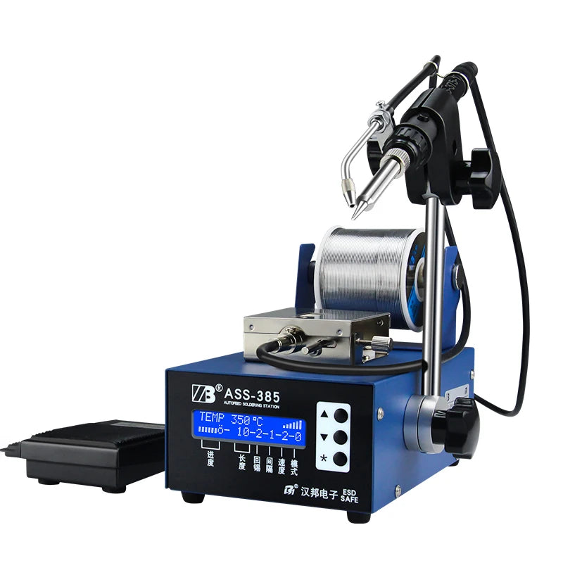 ASS-385A Digital Display Fully Automatic Soldering Machine 75W Foot pedal Type Automatic Tin Feeding Tin BGA Soldering Station