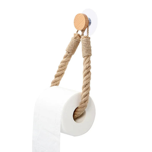 Hemp Rope Tissue Holder Non Punching Toilet Paper Holder Wall Mounted Roll Paper Storage Rack Bathroom Accessories