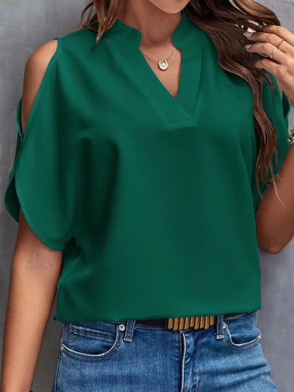 Sexy Off Shoulser Short Sleeve Tops Shirt Blouse Office Lady Spring Summer Fashion Casual Solid Tshirt For Women 2024 Female