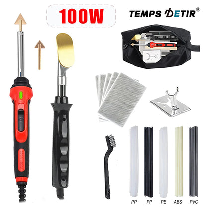 110V/220V 100W Car Bumper Repair Type Electric Soldering Iron, Home Leather Ironing Tools With Welding Rod/Wire Mesh/Storage Bag